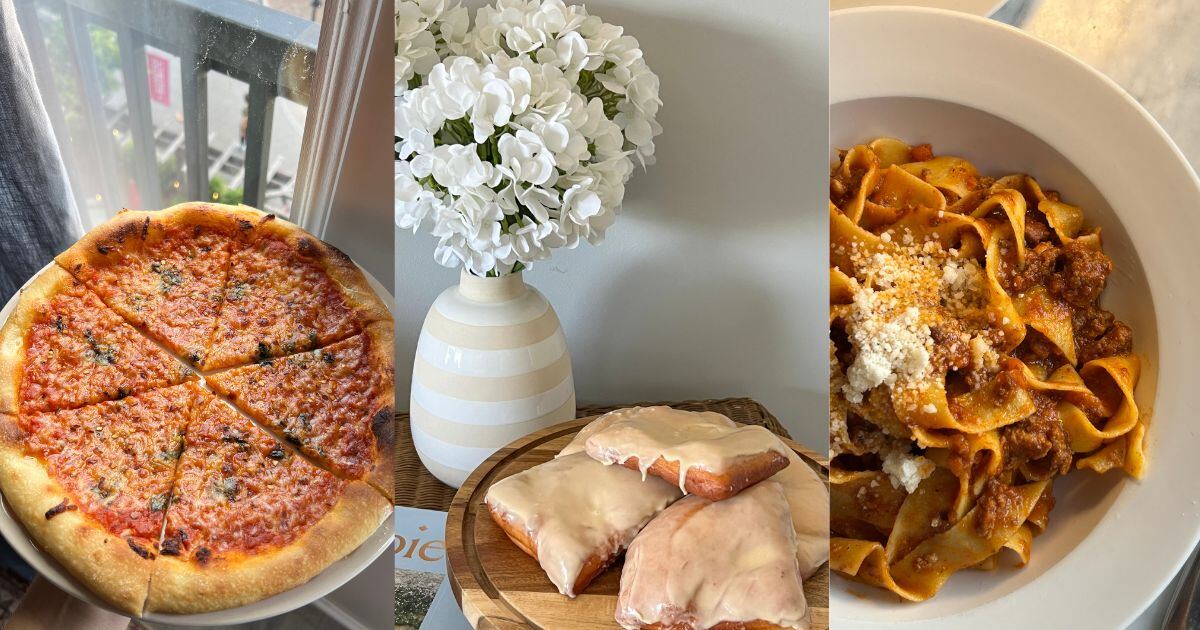 Recent homemade cooking: pizza, glazed donuts, and pappardelle bolognese
